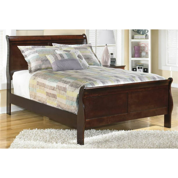 Full Sleigh Bed In Dark Brown Finish, Brown Sleigh Bed Frame