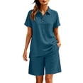 thumbnail image 5 of MLCDZ Short Sets for Women 2 Piece Outfits Short Sleeve Button V Neck Shirts and Bermuda Shorts Sets Beach Vacation Clothes with Pockets, 5 of 8