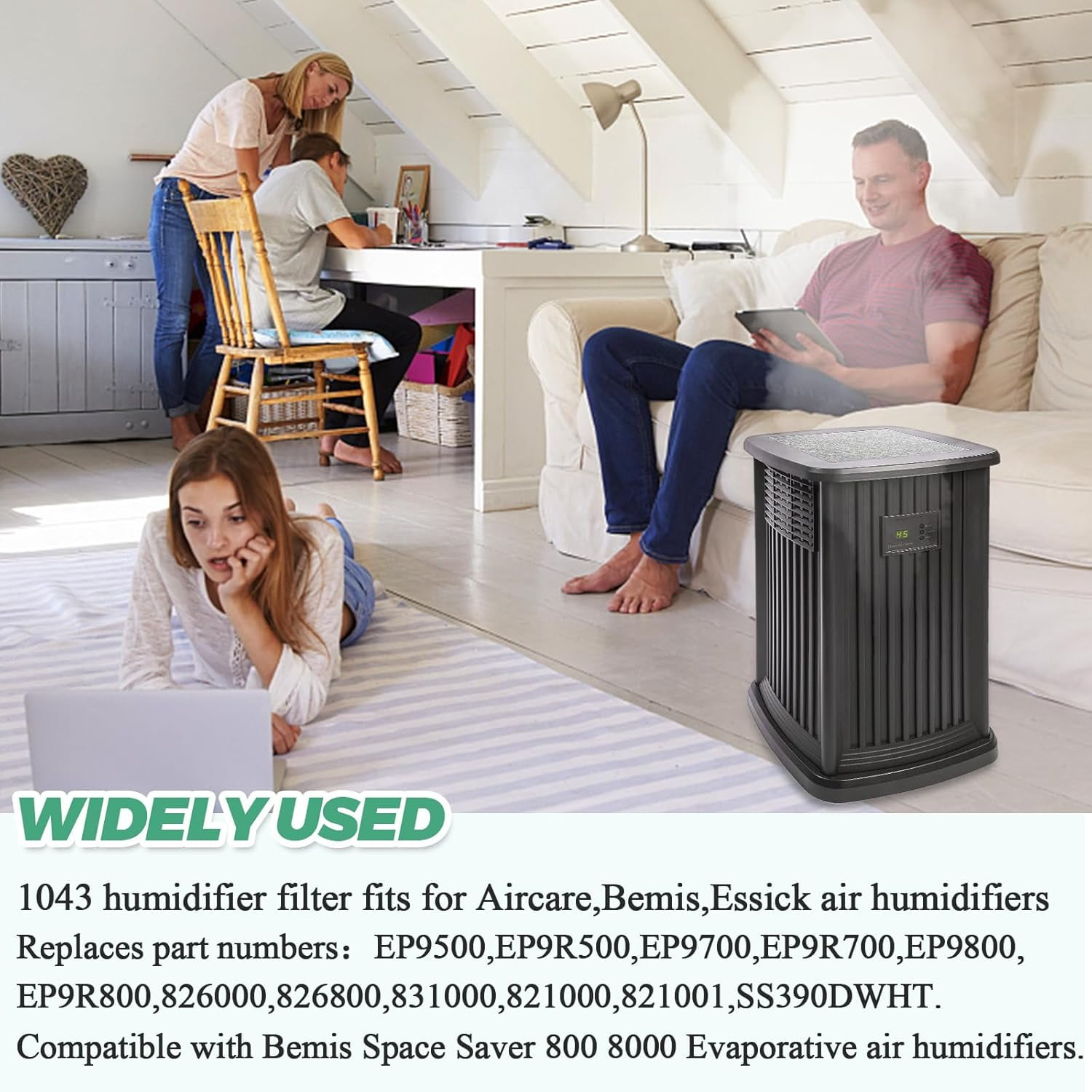 1043  Humidifier Wick Filters  for Essick AirCare Evaporative Humidifiers 831000 826000 826800,  Space Saver 800 8000 Series, 3Pack 1043  Space Saver Wick