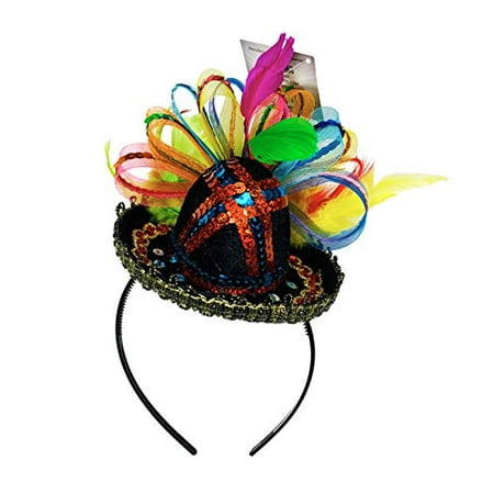 KINREX Cinco de Mayo Fiesta Sombrero - Mexican Sequined Party Sombrero Headband - Top Mexican Sombreros for Party - One Size Fits All