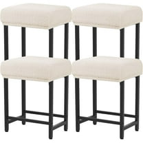 Rectangle Stretch Counter Height Barstool Slipcovers Rectangular Vanity Stool Cover Kitchen Counter Saddle Seat Cover 4PC Beige