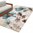 thumbnail image 2 of Spring Floral Vintage Area Rugs 3x5 for Living Room, Retro Teal Tulips Botanical Summer Non Slip Washable Rug Runner, Low Pile Indoor Floor Carpet Mat Bathroom Rugs for Bedroom, Kids Room, 2 of 9