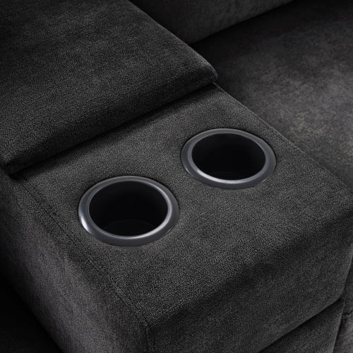 134" U-Shape Modular Sectional Sofa, 5-Seat Couch with Chaise Lounge, Deep Seat, Built-In Cup Holders, Storage Drawer and Pillows, Black