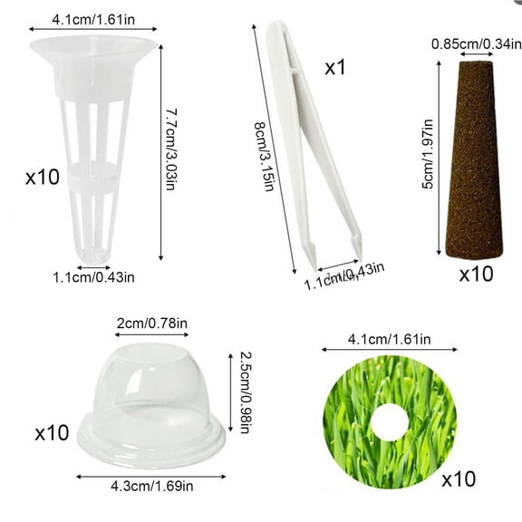 HuiXinOu 10 Sets Hydroponic Plant Pods with Net Cups Sponges Germination Dome Labels Tweezers for Indoor Garden