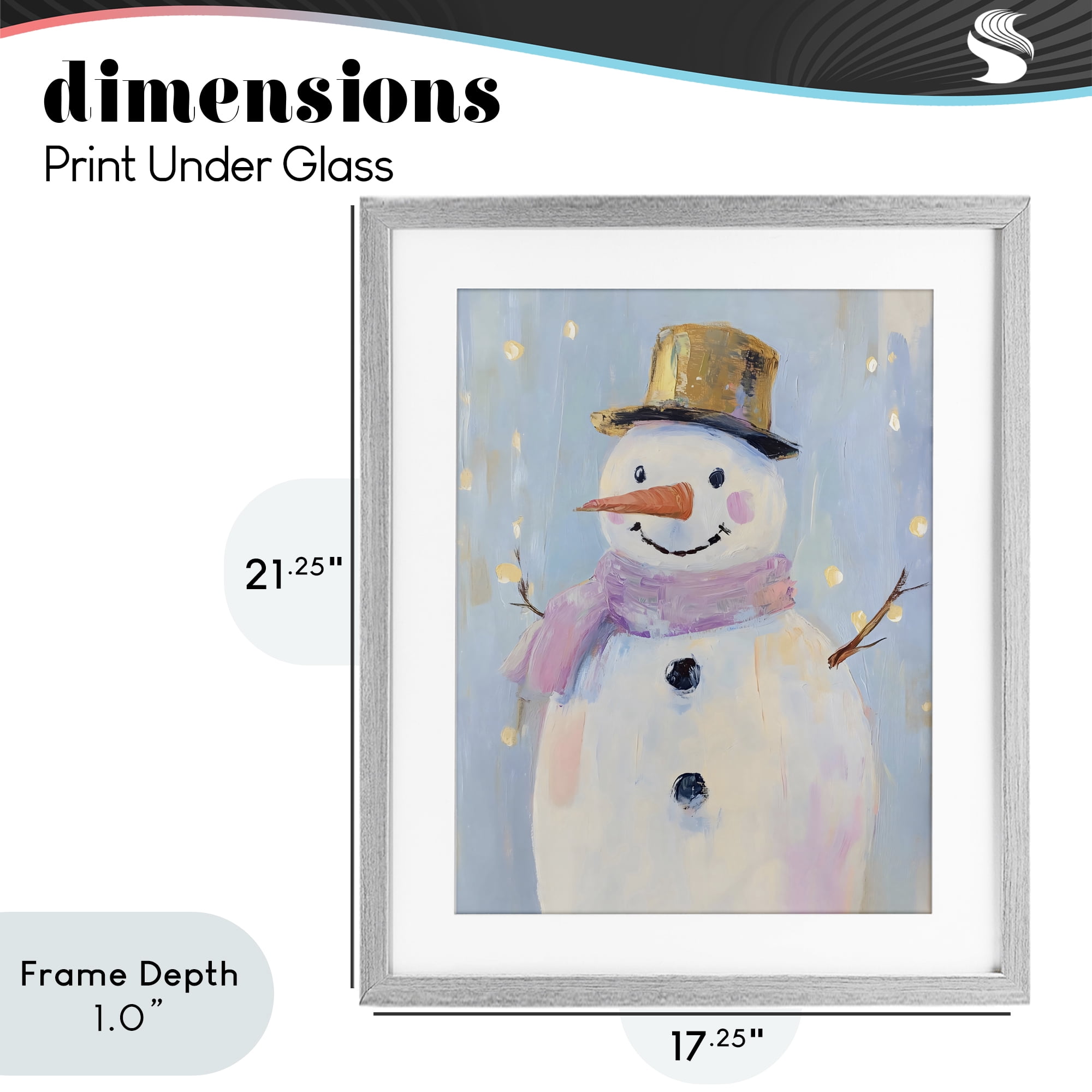 Stupell Industries Cheerful Pastel Snowman Gray Framed Print Under Glass, design by The Prints Vibe