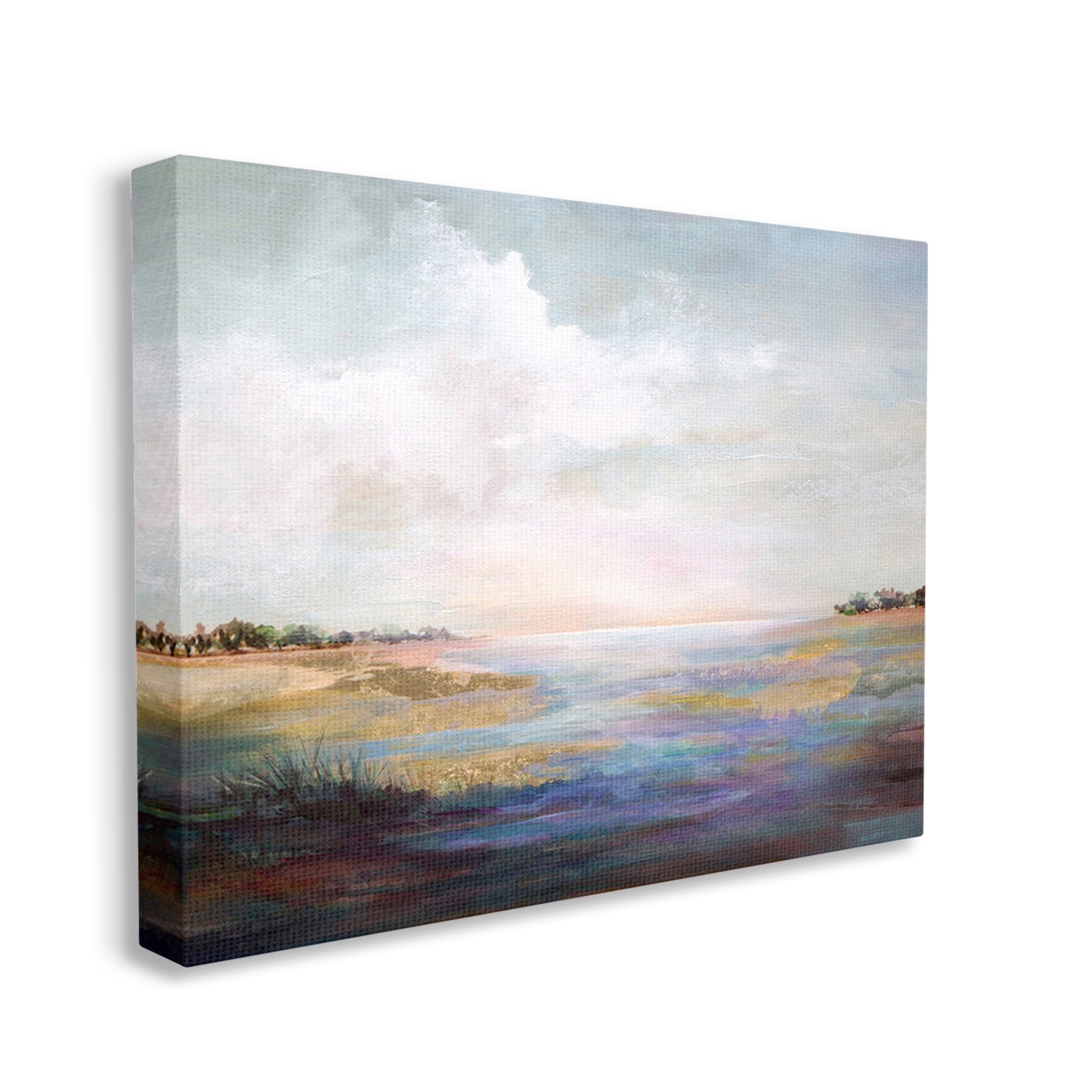 Stupell Industries Abstract River Landscape Landscape Painting Gallery Wrapped Canvas Art Print Wall Art, 30 x 24