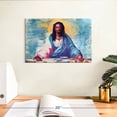 thumbnail image 3 of Elephant Stock Black Jesus I Wall Art - Horizontal Canvas Wall Art - Bedroom Wall Decor - Religion And Spirituality Canvas - Blue And Pink Decor - 12" x 8", 3 of 8