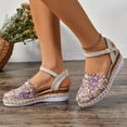 thumbnail image 5 of Viluyesy Women's Espadrilles Sandals, Adjustable Strap Floral Lace Breathable Closed Toe Summer Comfort Fashion Wedge Shoes Purple 9, 5 of 8