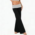 thumbnail image 6 of Stralyhd Wide Leg Yoga Pants for Women Fold Over Waist Pants Low Rise Y2k Flare Leggings Sweatpants Color Block Lounge Pants Black L, 6 of 8