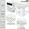 thumbnail image 2 of Low Loft Bed Twin Size with Rolling Desk, Storage Shelves and Chalkboard, Loft Bed with Storage Drawer and Full-Length Guardrail, Twin Loft Bed, White, 2 of 13