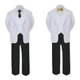 thumbnail image 2 of 5-7pc Formal Black White Suit Set Mustard Bow Long Tie Vest Boy Baby Sm-20 Teen, 2 of 3
