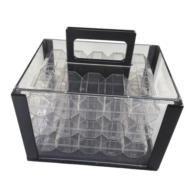 Contenedor de almacenamiento de chips, acrílico, portátil, transparente, para el hogar, bar, multiusos, con capacidad para 600 unidades, vitrina, con 6 cajas de 40 mm