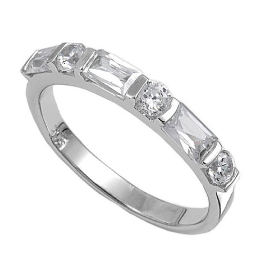 Designer Style Cubic Zirconia Ring Sterling Silver 925 Size 4