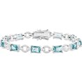 thumbnail image 4 of Sterling Silver Rhodium-Plated Blue And Clear Cz Bracelet Made In China qx606cz, 4 of 5
