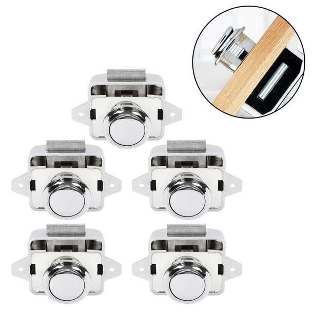 5 Pieces Push Button Catch Door Lock Locking Keyless Lock Catch