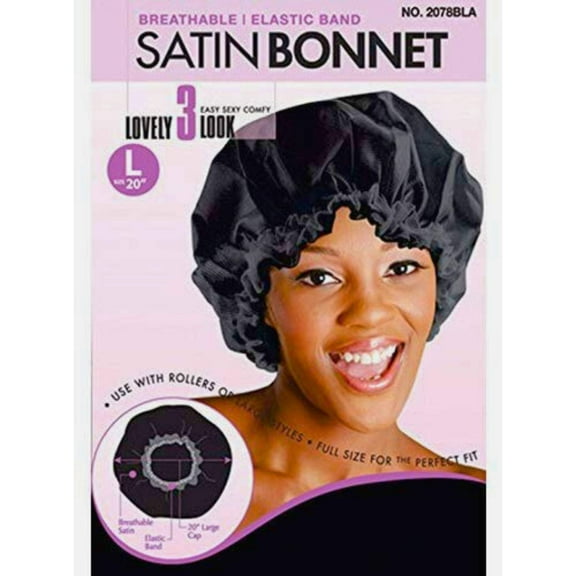 Large 20-Inch Satin Bonnet with Elastic Band:1CT