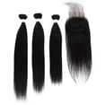 thumbnail image 4 of LUXLUXE Women Rico 100% Unprocessed A7 Grade Human Hair Bundle Free Part 4X4 Hand Tied Swiss Lace Closure, 4 of 4