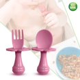 thumbnail image 2 of Cuchara para bebé (juego de 1, rosa)Tenedor para bebé - Cuchara y tenedor para bebé, multicolor, juego de cubiertos para animar a su bebé a comer de forma independiente, sin BPA, 2 of 5