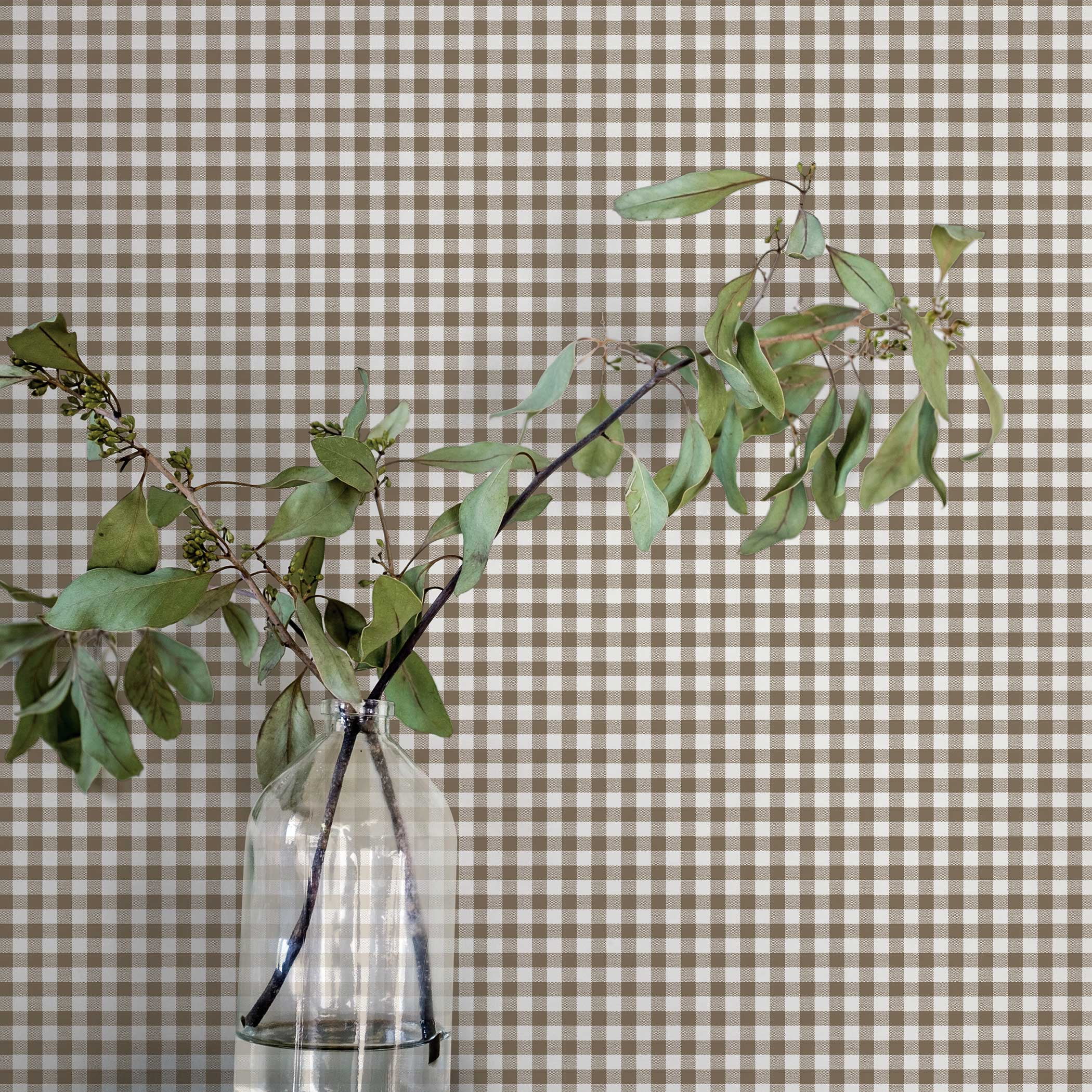Tempaper Gingham Check Cocoa Removable Peel and Stick Wallpaper, 20.5" x 16.5'