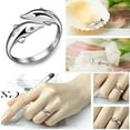 thumbnail image 5 of Yesbay Women Silver Plated Double Dolphin Opening Adjustable Finger Ring Gift Silver, 5 of 7