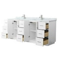 thumbnail image 2 of Wyndham Collection WCH747484DWHCMUNSMXX 84 in. Elan Double Bathroom Vanity with Toe Kick in White, White Carrara Marble Countertop - Undermount Square Sink - Brushed Nickel Trim, 2 of 5