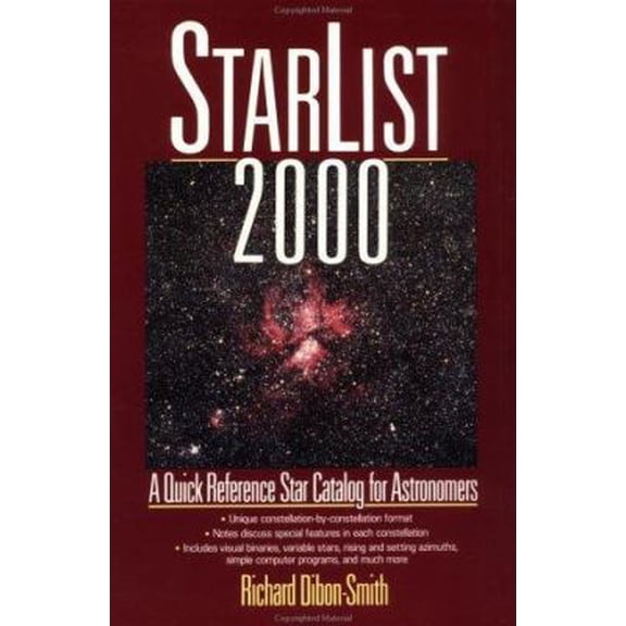 Pre-Owned StarList 2000: A Quick Reference Star Catalog for Astronomers (Paperback) 0471558958 9780471558958