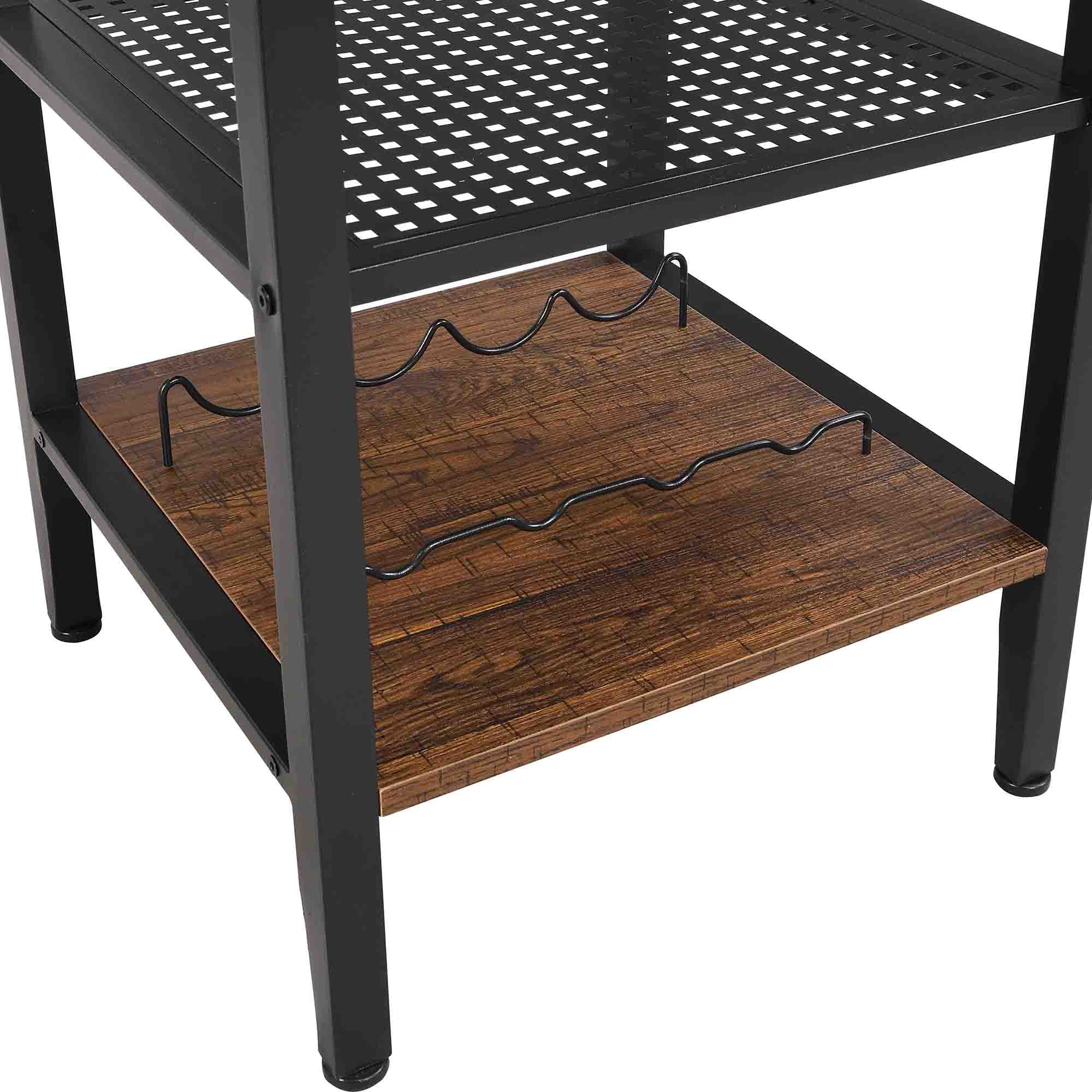 Kadyn Bar Table and Chairs Set for 4, 5-Piece Bar Height Dining Set with Shelves and Glass Holders, Brown