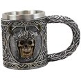 thumbnail image 2 of Ebros Viking Skull With Bison Horned Helmet Drinking Mug 24oz w/ Celtic Pattern, 2 of 4