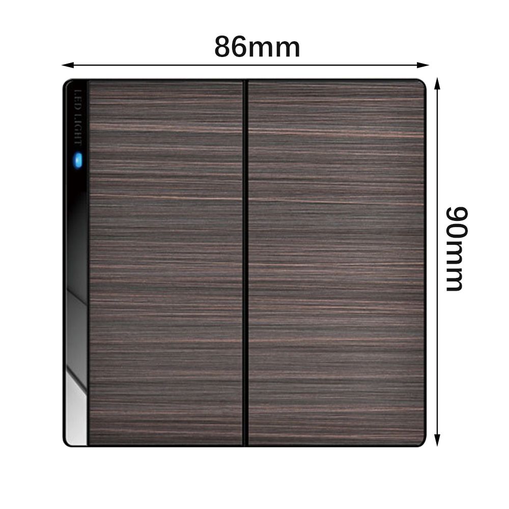 Stylish Stainless Steel Wire Drawing Large Panel 86mm 1/2/3/4 Gang 1 Way Push Button Switch Wall Light Switch Rocker Switch 2 GANG - image 3 of 8