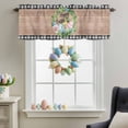thumbnail image 3 of Valance Curtains for Kitchen Windows Spring Flower Green Leaf Rod Pocket Valance Easter Egg Wood Board Buffalo Check Short Window Curtain Topper for Bedroom Living Room Bathroom 42x12in,1&nbsp;Panel, 3 of 9