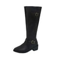 thumbnail image 5 of Rokment Women's Wide Calf Knee High Motorcycle Riding Boots with Side Zipper Vintage Buckles Leather Pointed Toe Mid Calf Long Tall Dress Boots Black Size 6.5, 5 of 6