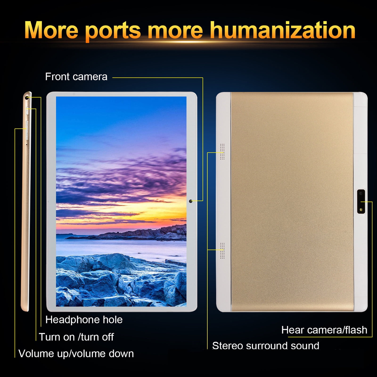 10.1-inch Android Tablet, Octa-Core Processor, 1GB RAM, 16GB Storage, WiFi, Bluetooth, GPS, 0.3MP Front & 2MP Rear Camera