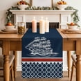 thumbnail image 2 of Table Runner 90 Inches Long for Kitchen Dining, Navy Blue Coastal Dresser Scarf Farmhouse, Dining Table Decorations for Wedding/Parties, Nautical Ocean Sea Abstract Art 13 x 90 In, 2 of 8