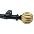 thumbnail image 1 of MERIVILLE 1-Inch Diameter Single Window Treatment Curtain Rod, Fluted Ball Finial, 84-inch to 120-inch Adjustable, Black with Gold Finish, 1 of 2
