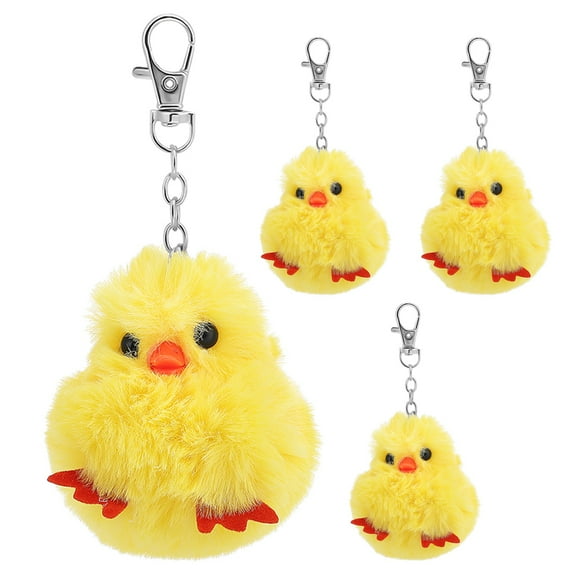LEORX 4Pcs Yellow Plush Stuffed Chick Keychain Decorative Bag Pendant for Backpacks