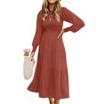 thumbnail image 1 of LUXUR Robes Maxi à Manches Longues pour Femmes Décontractées Soirée Robe Ligne A Rouge Foncé S, 1 of 3