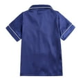 thumbnail image 4 of WOYY Toddler Girls Satin Silk Pajamas Solid Short Sleeve Button Shirt Shorts Unisex Kids Sleepwear, Blue, 4 of 8
