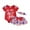 Red, variant on Musuos Baby Girl 4th of July Outfit, 3M 6M 12M 18M Letter Print Short Sleeve Romper Elastic Waist Skirt Shorts Bow Headband Summer Set