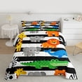 thumbnail image 2 of Homewish Kawaii Elephant Lions Queen Comforter Set,Zoo Animal Griaffe Zebra Bedding Sets,White Black Striped Bedding Comforter Set For Boys Girls,Microfiber Bedroom Decor Reversible,3-Piece, 2 of 8