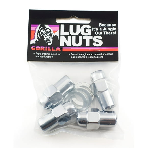 Gorilla Lug Nut 73127B Standard Mag; 12 Millimeter X 1.25 Thread Size; 3/4 Inch Regular Mag Shank; For Use With Custom Aluminum Wheels Only; 1.7 Inch Overall Length; 13/16 Inch Hex Size; Chrome Plated
