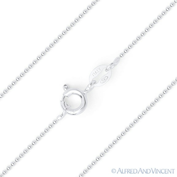 1mm Polished Ball Bead Link Italian Chain Necklace in .925 Sterling Silver