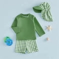 thumbnail image 4 of Boys Swimsuits Size 2-3Y Plaid Print Trunks Long Sleeve Shirt with Sun Hat Rash Guard Swimwear Toddler Kids 3 Piece Outfits, 4 of 4