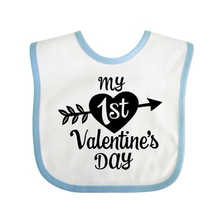 

Inktastic My First Valentine s Day with Black Heart and Arrow Gift Baby Boy or Baby Girl Bib