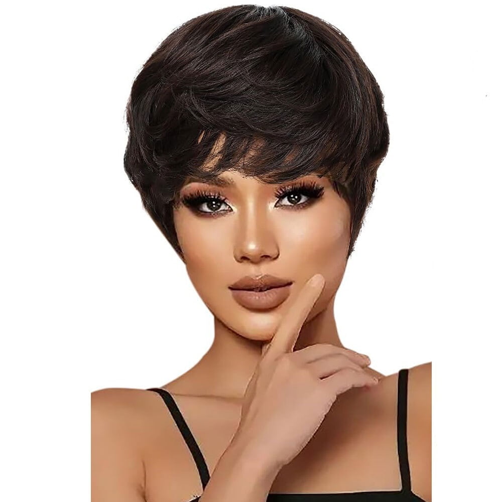 Short Black Wig Human Hair Wigs for Women Pixie Cut Wig Brazilian Human Hair Wig