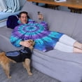 thumbnail image 3 of Blue Purple Tie Dye Pattern Wearable Oversized Blanket,Wearable Blanket Hoodie for Adults,Cozy Hooded Blankets with Super Pockets,Super Warm Fuzzy Pullover for Women & Men, 3 of 6