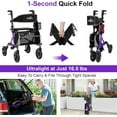 thumbnail image 6 of Rollator Walker For Seniors, Lightweight Foldable All Terrain Rolling Walker With Seat. Handles And Backrest For Seniors And Adult Purple, 6 of 9