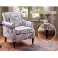 thumbnail image 3 of Vintage Floral Print Armchair,featuring durable linen fabric and solid wood legs.Vibrantly colored accent chair is perfect for bedrooms, living rooms,reading nooks,and entryways,Blue, 3 of 6