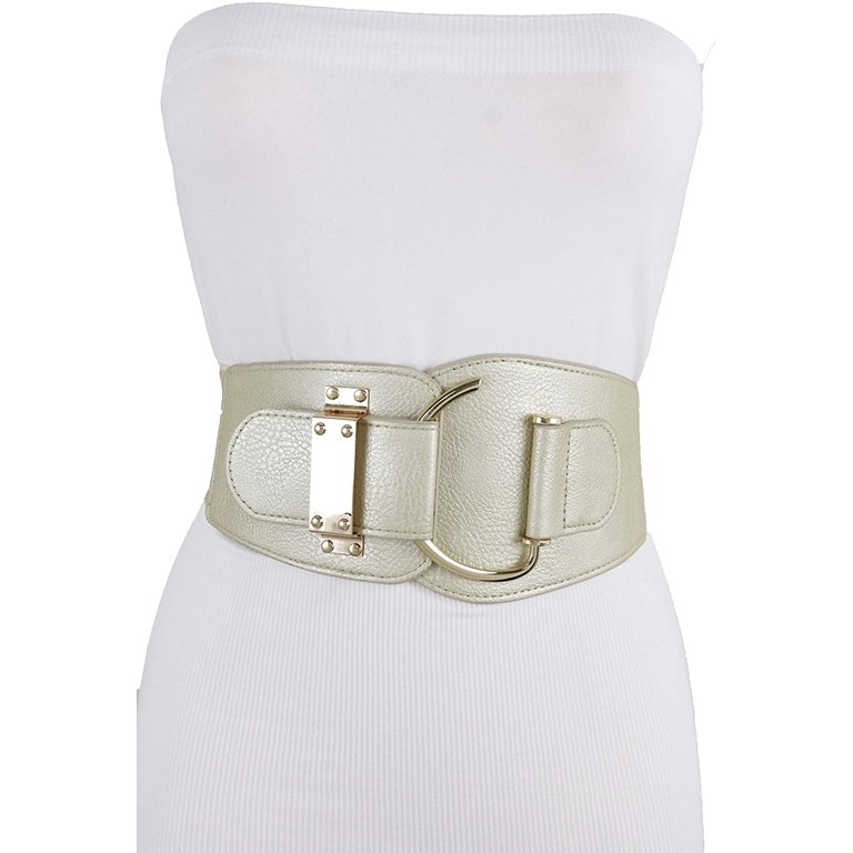 TFJ Women Wide Fashion Belt Hip High Waist Gold Metal Hook 