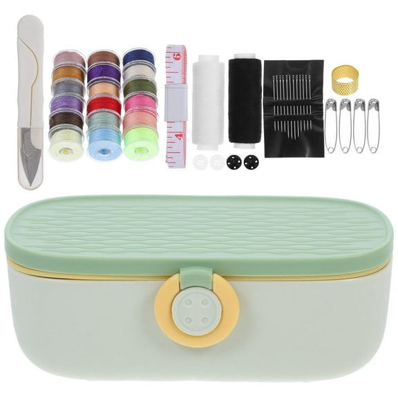 GOOHOCHY 1 Set Professional Sewing Kit Box in Green Rectangular Shape with Storage and Repair Functions for Handy Users