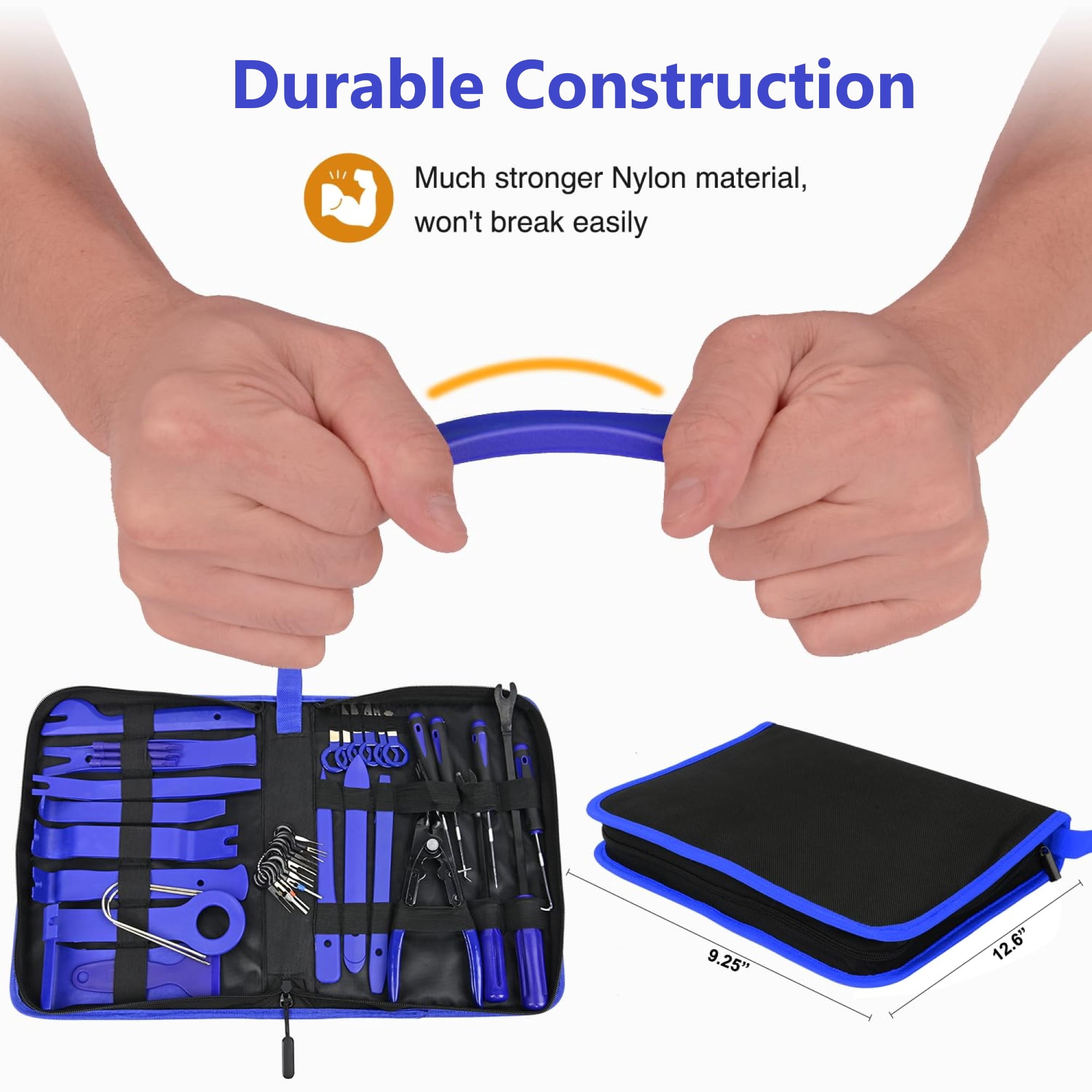 Pecham 330Pcs Trim Removal Tool, Auto Removal Set for Car Panel Dashboard Radio Puller Tool Plastic Pry Tools Clip Pliers/Fastener Pry Tool with Storage Bag - Blue